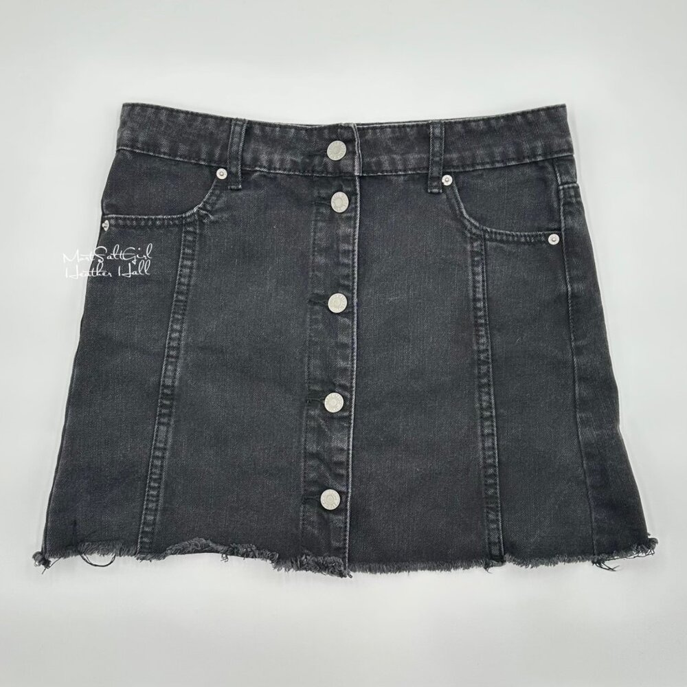 Blank Paige Black Button Front Denim Mini Skirt Size Medium